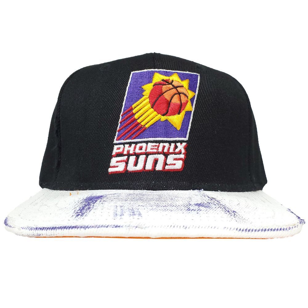 Phoenix Suns Mitchell & Ness‎ NBA Snapback Hat Cap 3D Logo Grunge Bill Black NWT